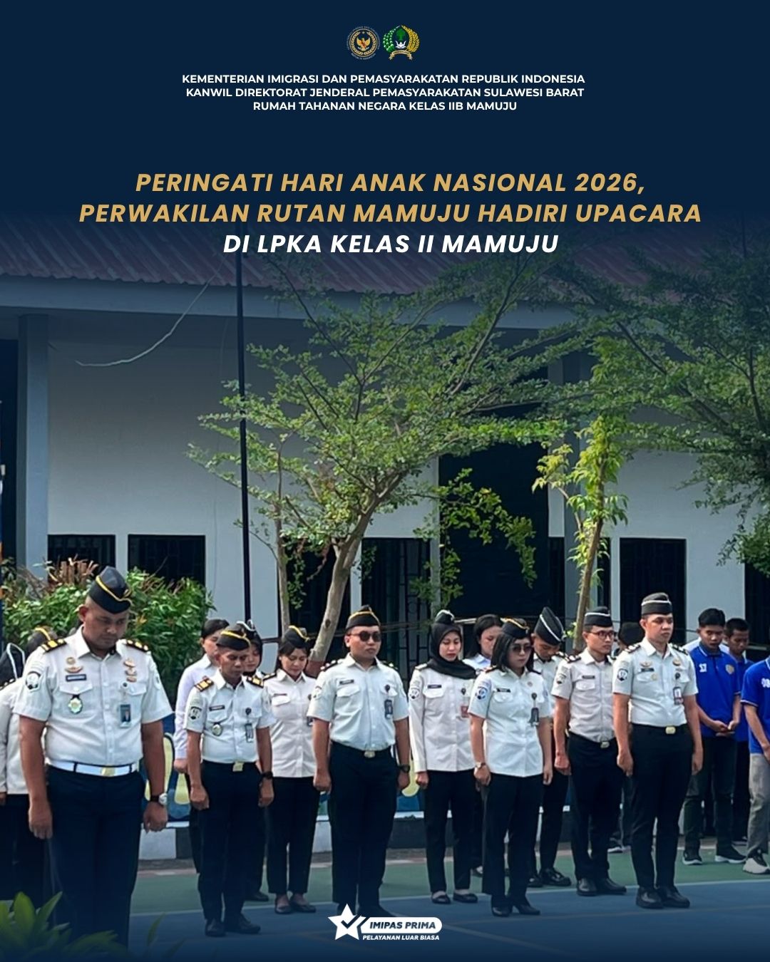 Peringati Hari Anak Nasional 2026, Perwakilan Rutan Mamuju Hadiri Upacara di LPKA Kelas II Mamuju